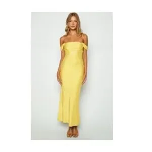 Beginning Boutique Dresses Ella Light Yellow Off Shoulder